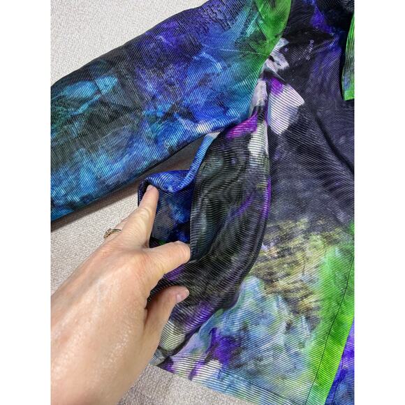 Berek Women Large Blue Green Sheer Cropped Open Front Long Sleeve Holiday Jacket - Picture 8 of 8